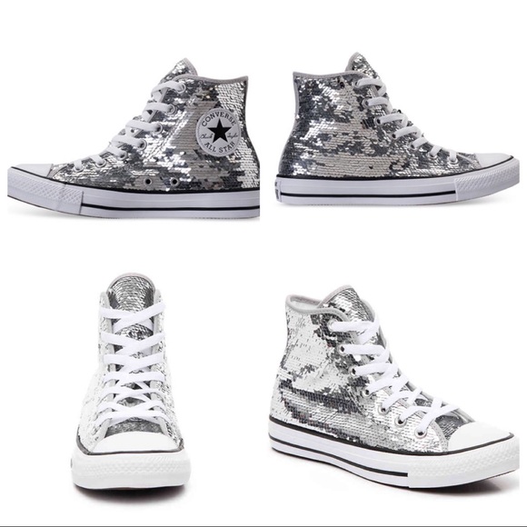 Converse Allstar Silver Sequined High 